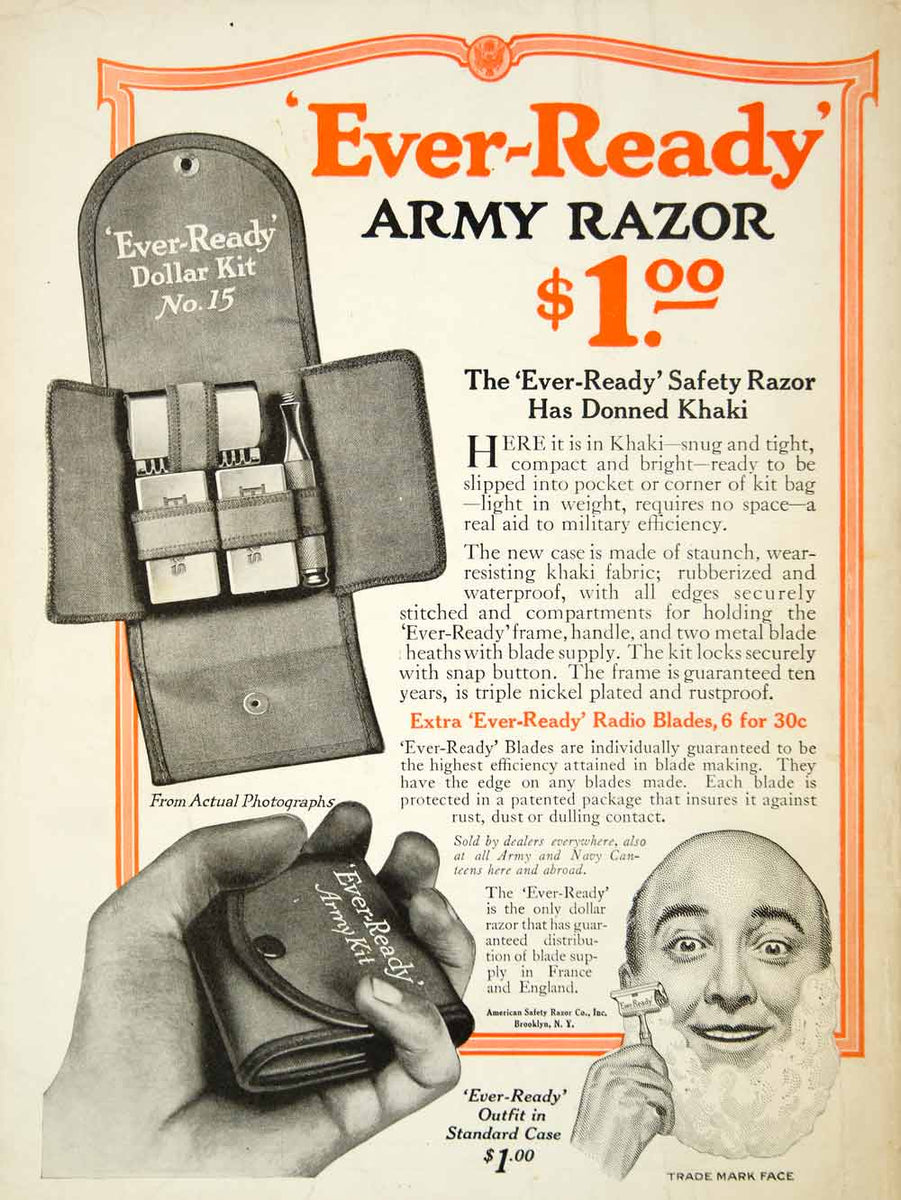 1918 Ad Every-Ready Army American Safety Razor Company Brooklyn NY Man ...