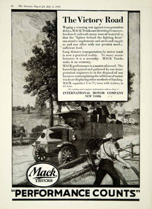 1918 Ad Mack Trucks International Motor Company New York Labor WWI YLD1