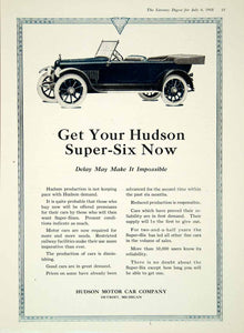 1918 Ad Super-Six Hudson Motor Car Company Detroit Michigan Blue Vehicle YLD1