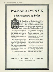 1918 Ad Twin Six Packard Motor Car Company Detroit Michigan Fuselage Line YLD1