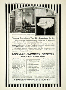 1918 Ad Plumbing Fixtures H. Mueller Manufacturing Company Rapidac Faucets YLD1