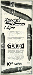 1918 Ad Girard Cigar Havana Maine California Antonio Roig Langsdorf YLD1