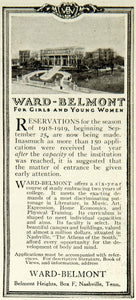 1918 Ad Ward Belmont Girl Women Boarding School Nashville TN Education YLD1