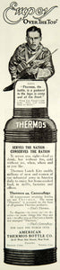 1918 Ad American Thermos Bottle Company New York Soldier WWI Guy Empey YLD1