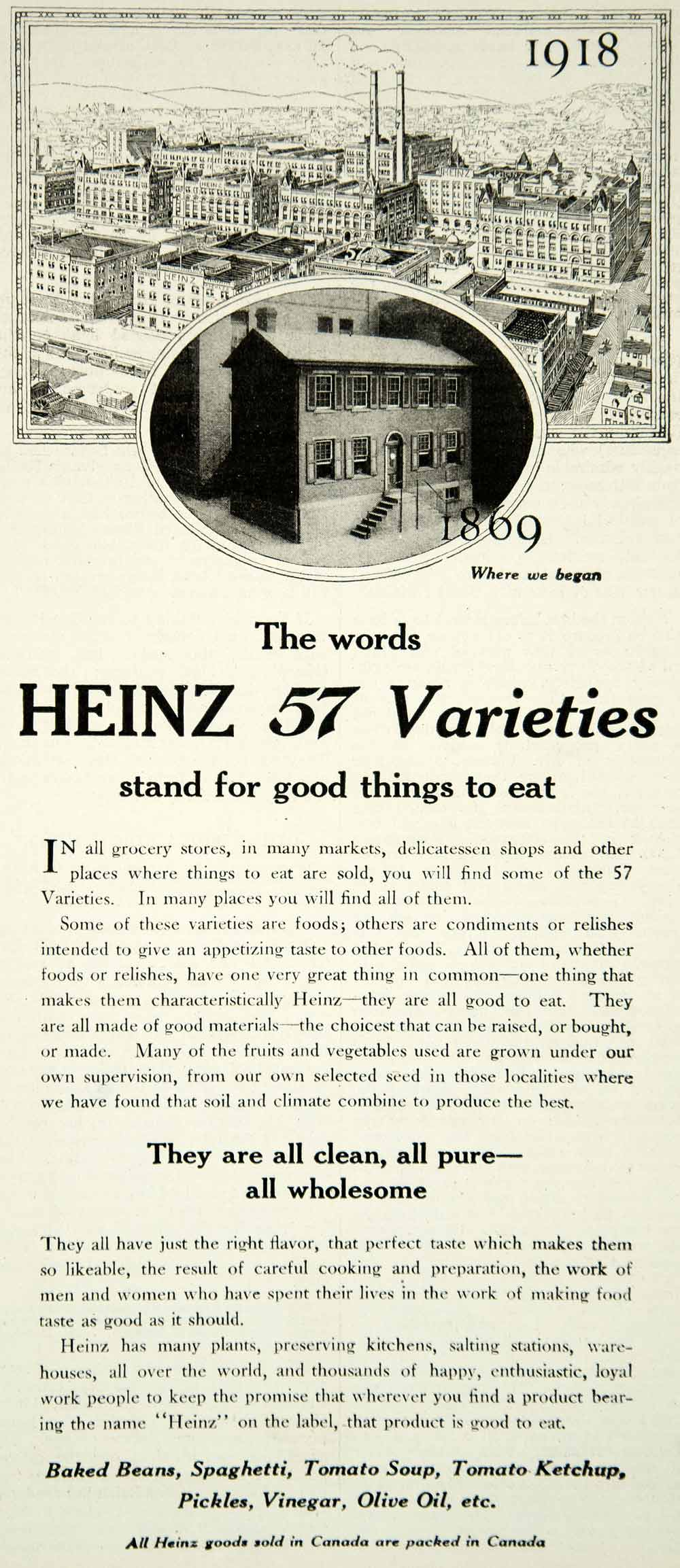 1918 Ad Heinz 57 Varieties Baked Beans Spaghetti Tomato Soup Ketchup YLD1