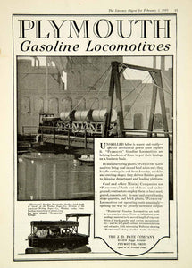 1919 Ad JD Fate 254-279 Riggs Ave Plymouth OH Gasoline Locomotives Windsor YLD2