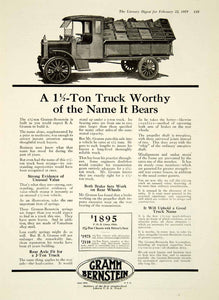 1919 Ad Gramm Bernstein 1 Ton Quick Delivery Truck Model Transportation YLD2