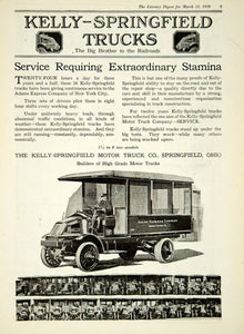 1919 Ad Kelly Springfield Motor Trucks OH Adams Express Transportation Ton YLD2