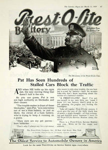 1919 Ad Prest-O-Lite Car Battery 30 E 42nd St NY Pat Hennessey DeAlton YLD2
