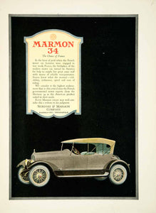 1919 Ad Nordyke Marmon Model 34 2 Door Coupe Brass Era Automobile YLD2