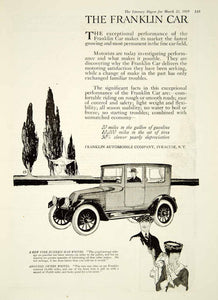 1919 Ad Franklin Automobile Syracuse NY 2Door Coupe Brass Era Luxury YLD2