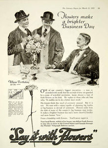 1919 Ad Society American Florists Say It With Flowers Businessman Bouquet YLD2