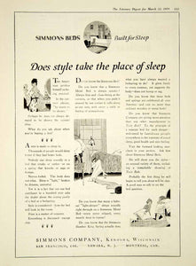 1919 Ad Simmons Mattress Kenosha WI Bedroom Sleep Household Slumber King YLD2