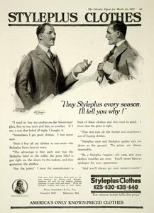 1919 Ad Styleplus Clothes Henry Sonneborn Baltimore MD Donald Gardner Art YLD2