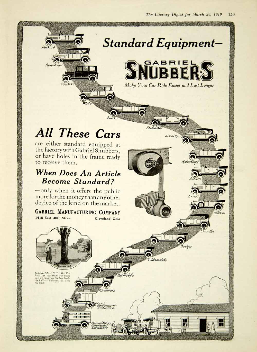 1919 Ad Gabriel Snubbers 1418 E 40th St Cleveland OH Automobile Part Device YLD2