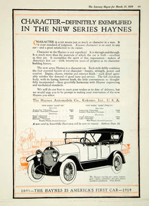 1919 Ad Haynes Automobile Kokomo IN 4 Door 7 Passenger Touring Car Light YLD2
