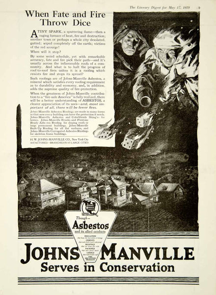 1919 Ad HW Johns Manville NY Asbestos Home Building