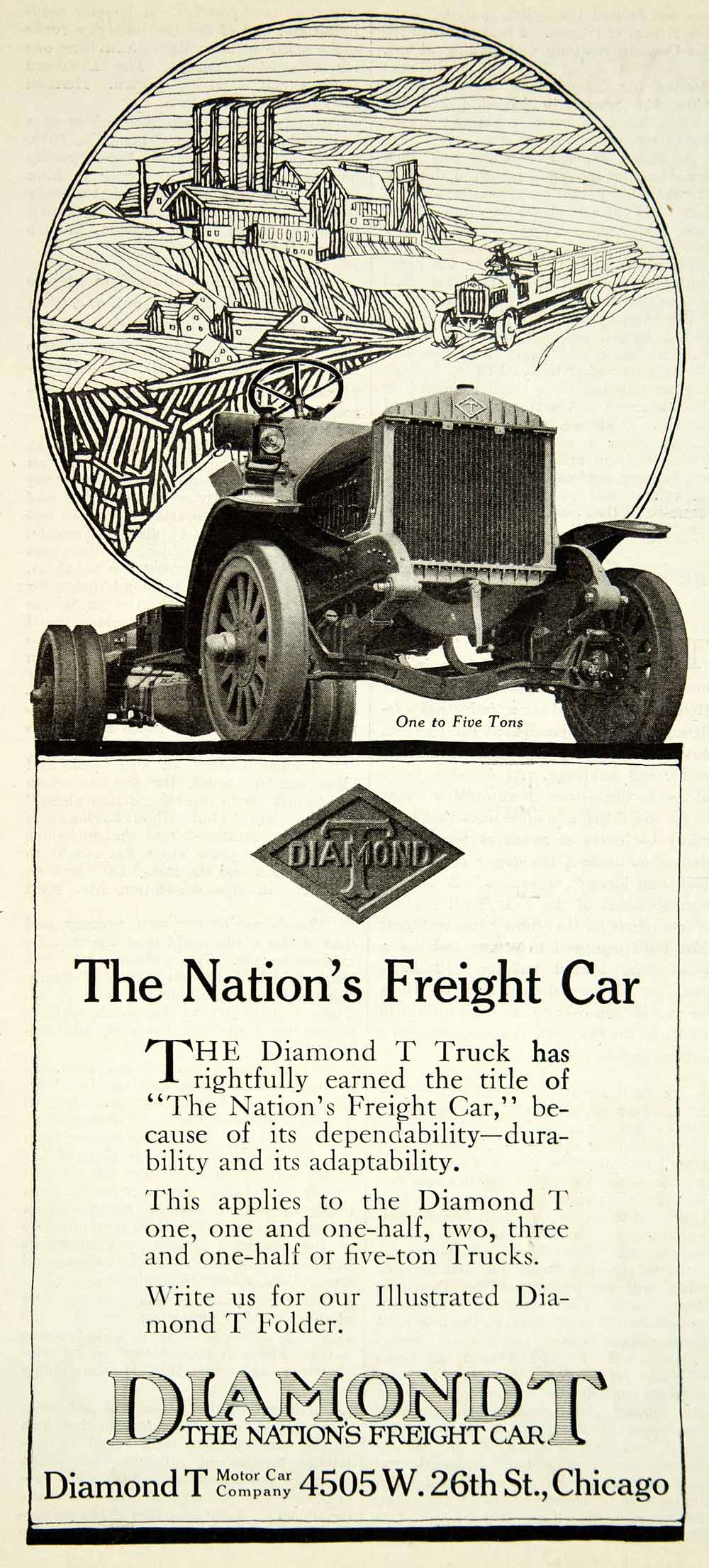 1919 Ad Diamond T Motor Freight Car Truck 4505 W 26th St Chicago IL YLD2