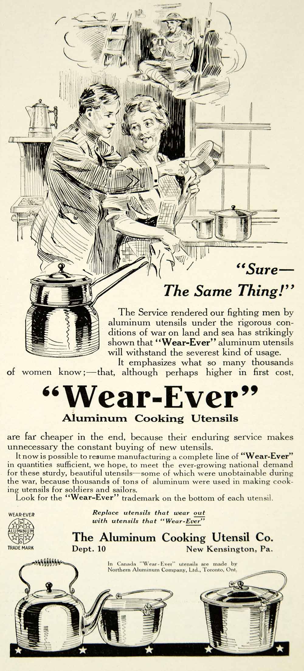 1919 Ad Wear-Ever Aluminum Cooking Utensil New Kensington PA Kitchen Tea YLD2