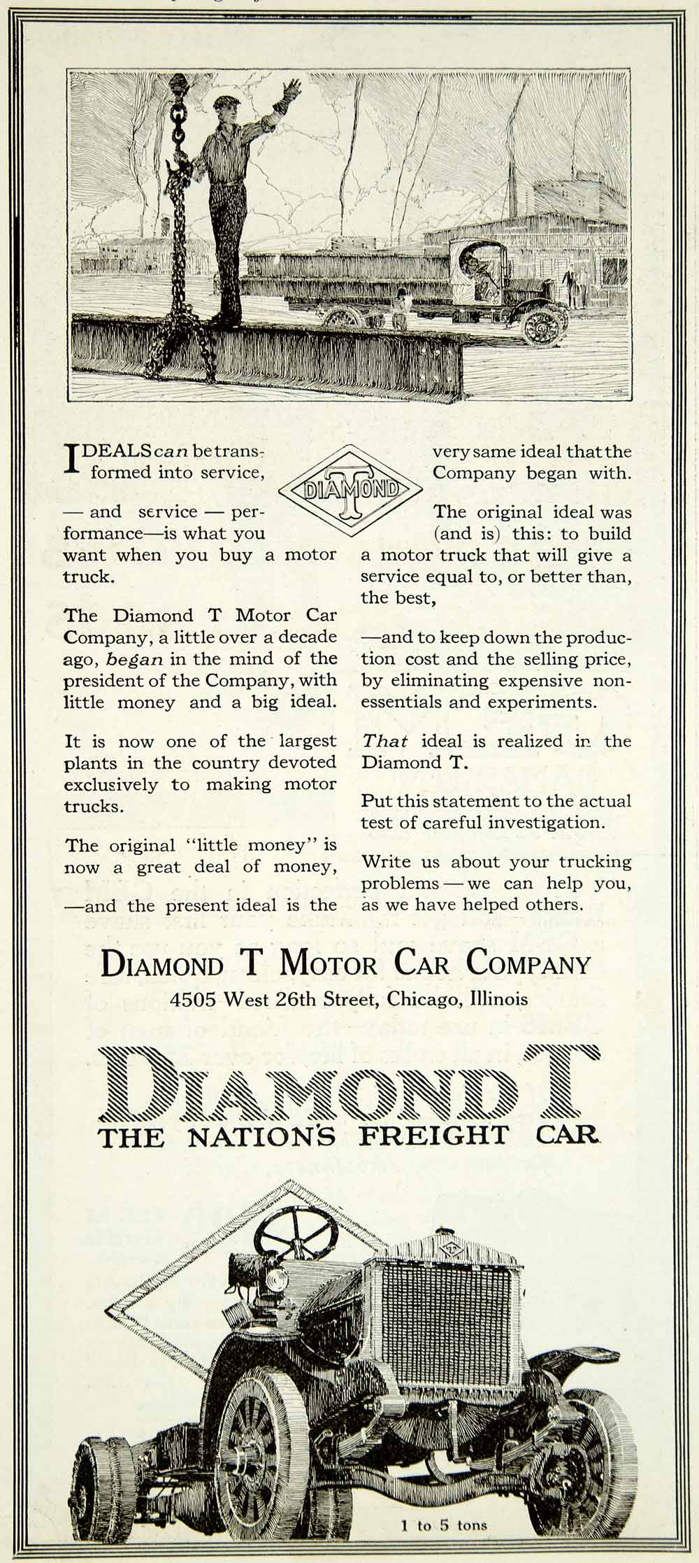 1919 Ad Diamond T Freight Motor Car 4505 West 26th St Chicago IL YLD2