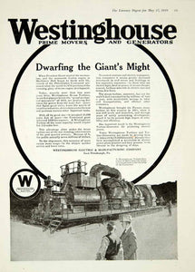 1919 Ad Westinghouse Prime Movers Generators Electric Machinery Pittsburgh YLD2