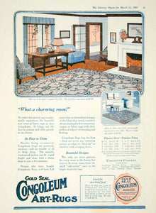 1921 Ad Gold Seal Congoleum Art Rug Interior Decorating Design Living Room YLD3