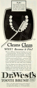 1926 Ad Vintage Dr. West Toothbrush Teeth Cleaning Brushing Dental Hygiene YLD4
