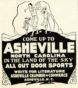 1926 Ad Asheville North Carolina Tourism Chamber of Commerce Golf Golfing YLD4