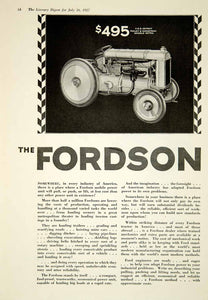 1927 Ad Vintage Fordson Tractor Ford Motor Company Farming Industrial YLD4
