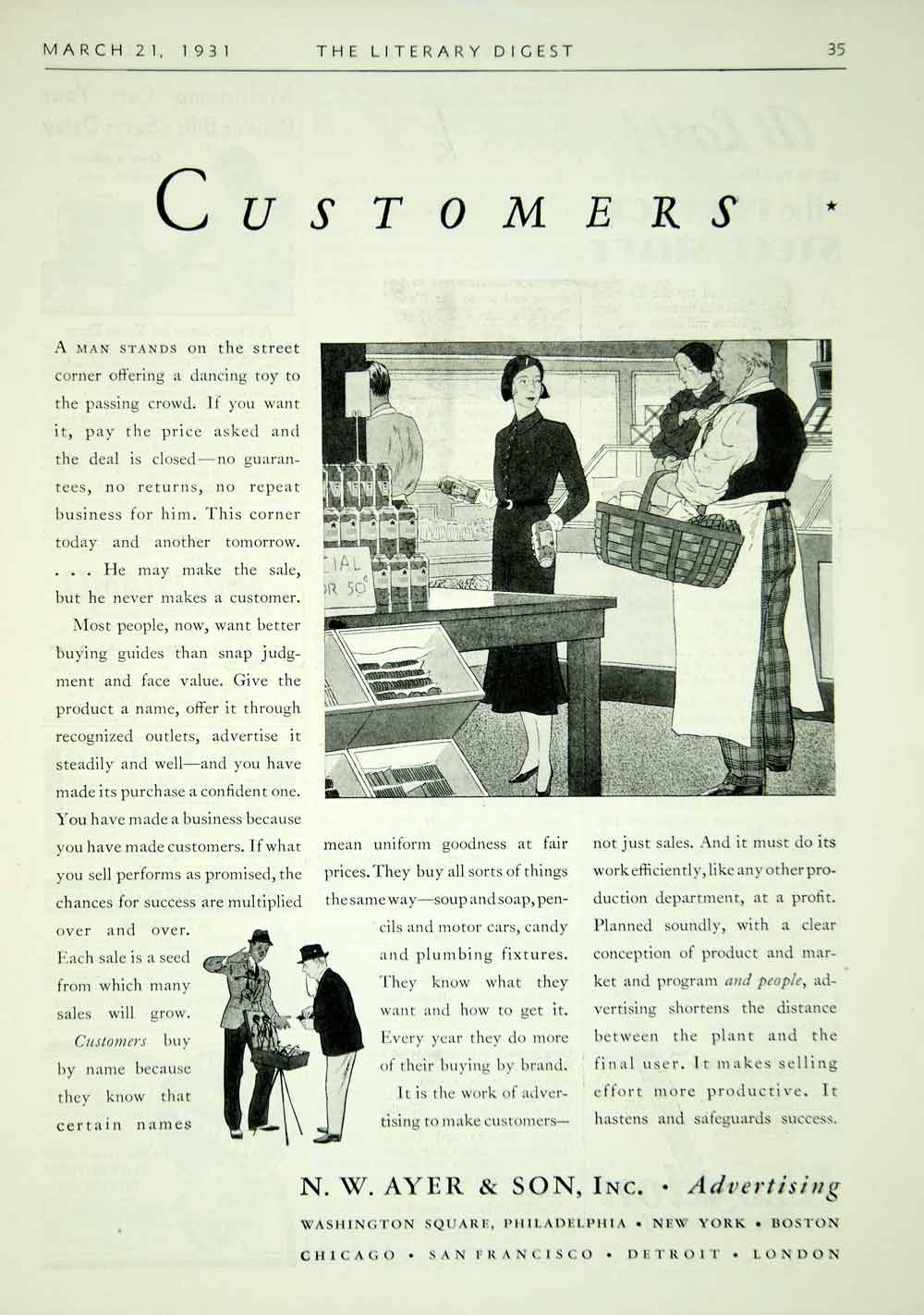 1931 Ad N W Ayer Son Advertising Company Grocery Store Customer YLD5