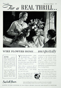 1934 Ad Winged Mercury Home Flower Delivery Service Mother Bouquet Floral YLD5