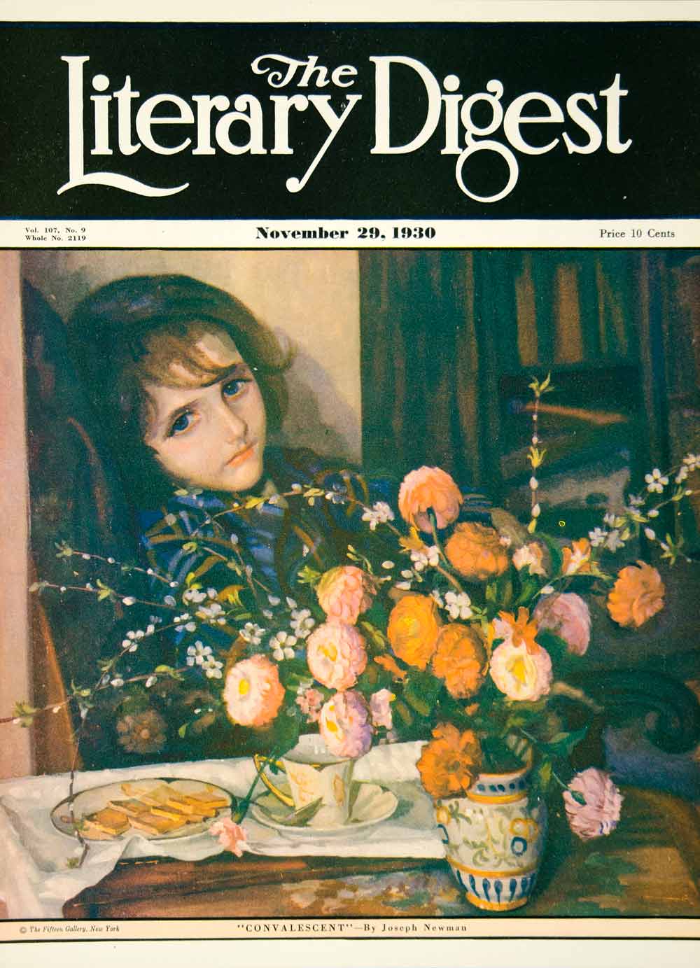 1930 Cover Sick Illness Literary Digest Convalescent Joseph Newman Vase YLD6