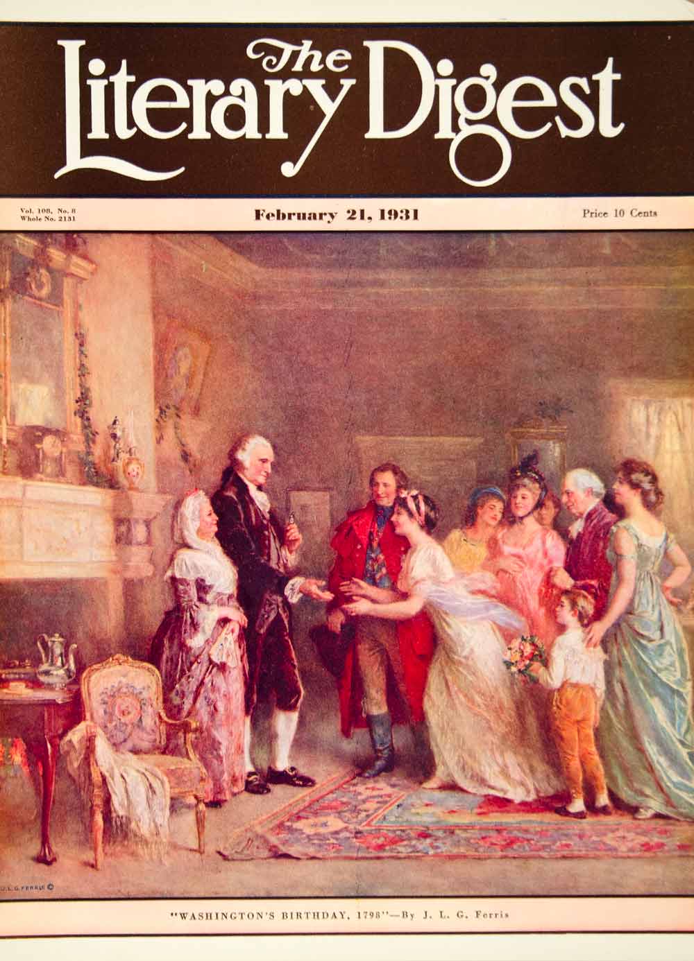 1931 Cover Literary Digest Washington Birthday American February Colonial YLD6