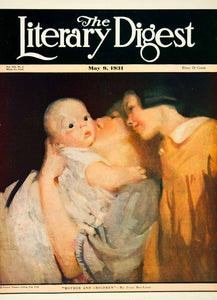 1931 Cover Mother Children Literary Diget Jean MacLane Baby Girl Woman YLD6
