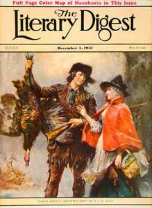 1931 Cover Daniel Boone Turkey Jean Ferris Hunting Girl Literary Digest Red YLD6