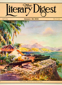 1932 Cover Literary Digest Fort Antigua Cannon William Rigg Tropical Coast YLD6