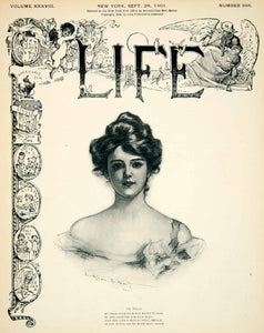 1901 Cover Life Charles Allen Gilbert Art Polly Victorian Woman Portrait YLF1