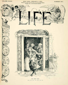 1902 Cover Life William H Walker Art New Years Eve Day Holiday Cartoon YLF1
