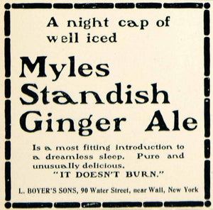 1901 Ad L Boyers Sons Myles Standish Ginger Ale Soda Pop Drink Beverage YLF1