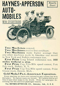 1902 Ad Haynes-Apperson Automobile Brass Era Car Pan-America Exposition YLF1