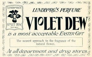 1902 Ad Lundborgs Violet Dew Perfume Health Beauty Easter Holiday Art YLF1