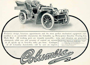 1903 Ad Columbia Mark XLI Touring Car Brass Era Automobile Classic YLF1