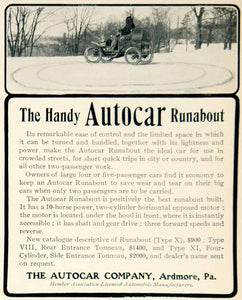 1905 Ad Autocar Runabout Brass Era Automobile Ardmore PA Classic YLF1