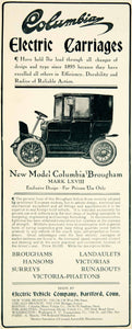 1905 Ad Electric Vehicle Columbia Brougham Mark LXVIII Carriage Automobile YLF1