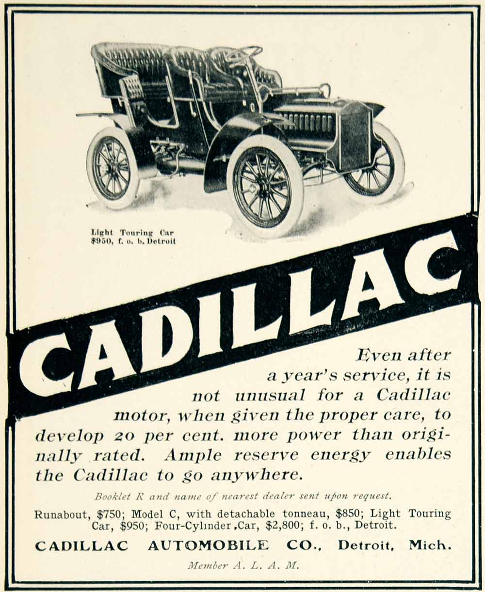 1905 Ad Cadillac Light Touring Car Automobile Brass Era Transportation YLF1