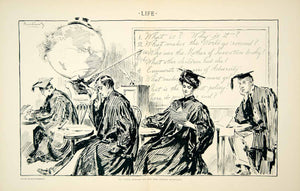 1903 Print Political Cartoon Art College Graduate Entrance Exam Edwardian YLF1