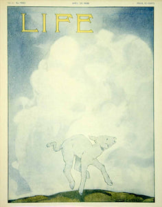 1908 Cover LIFE April Gamboling Lamb Field Spring Springtime Victor C YLF2
