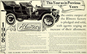 1908 Ad Vintage Elmore Valveless 2 Cycle Antique Automobile