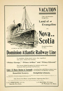 1900 Ad Dominion Atlantic Railway Line SS Prince George Steamship Cruise YLF3