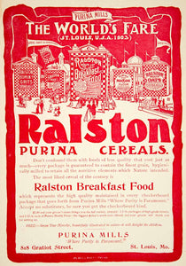 1900 Ad Purina Mills Ralston Breakfast Cereal Food St Louis Worlds Fair YLF3